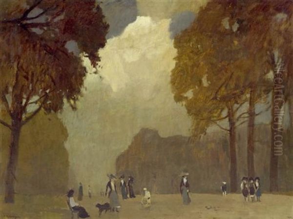 Hydepark Oil Painting by Rudolf Hellwag