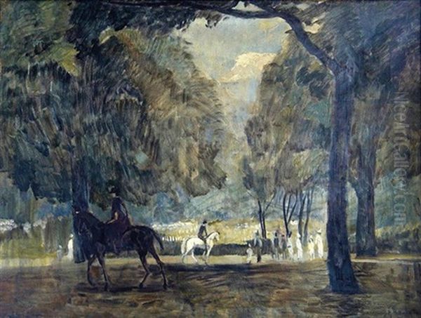 Reiter Im Park Oil Painting by Rudolf Hellwag