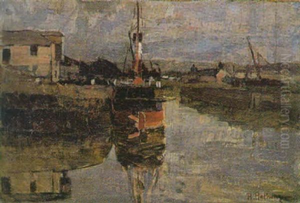 Hafen In Cornwall Oil Painting by Rudolf Hellwag