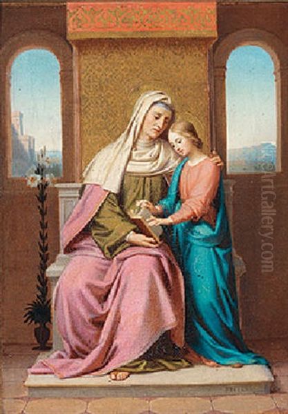 Mary And St. Anne Oil Painting by Franz Hellweger