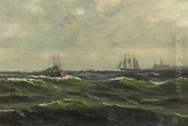 Sailing Off The Coast by Hendrik van den Helm