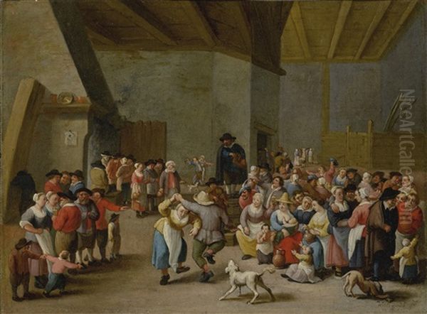 An Interior Scene With Merry-making Figures Oil Painting by Matheus van Helmont