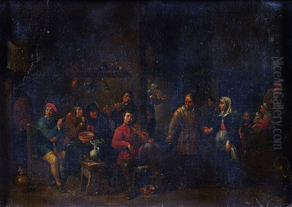 Joueurs De Violon Dans Un Cabaret Oil Painting by Matheus van Helmont