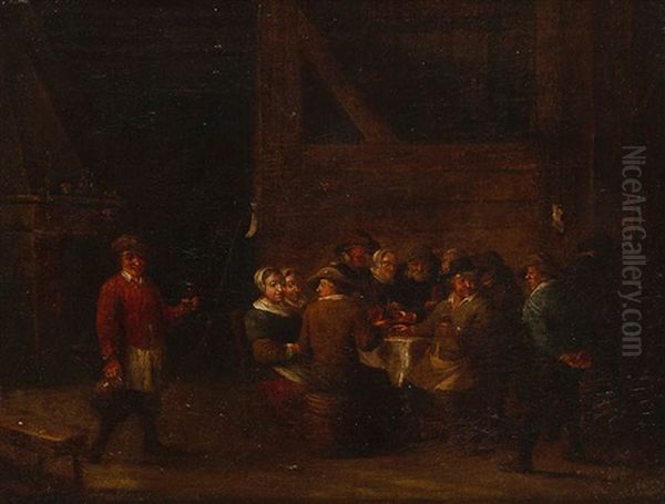 Feiernde Tischgesellschaft Oil Painting by Matheus van Helmont