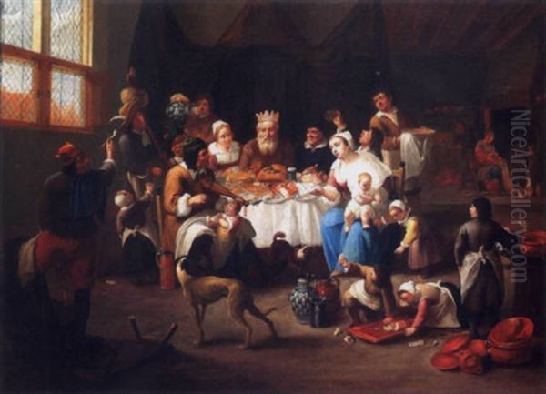 La Fete Des Rois Oil Painting by Matheus van Helmont