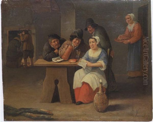 Bauern Bei Der Mahlzeit Am Tisch Oil Painting by Matheus van Helmont