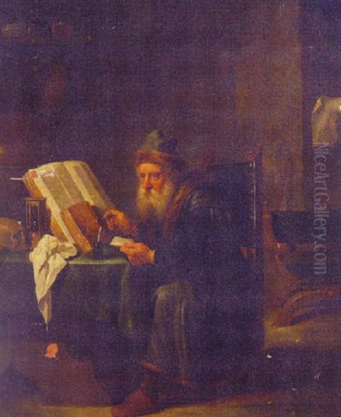 A Philosopher In His Study Oil Painting by Matheus van Helmont