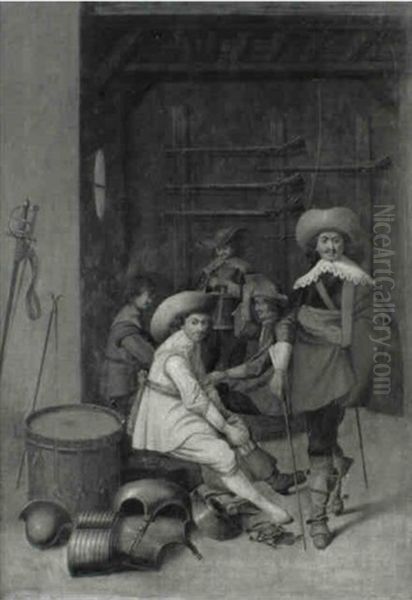 Guardroom Interior Oil Painting by Zeger Jacob Van Helmont