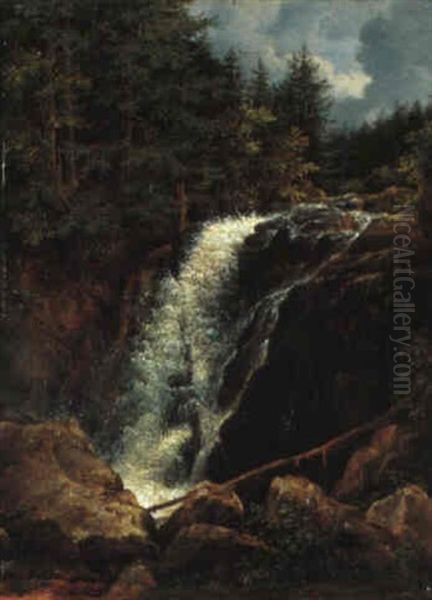 Triberger Wasserfall Oil Painting by Friedrich Helmsdorf