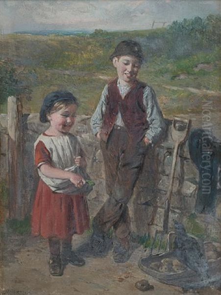 Curiosity (+ Peck Away Jack; Pair) Oil Painting by William Helmsley