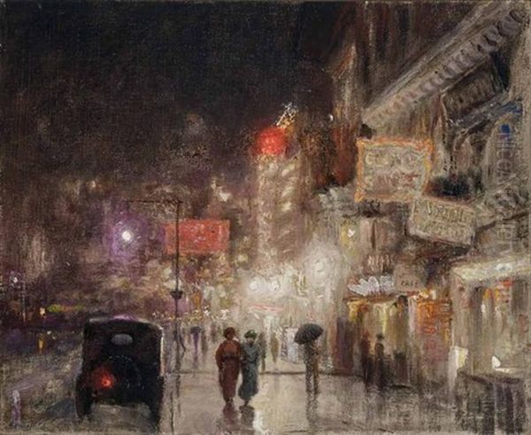 City Nocturne Oil Painting by Alfredo Helsby