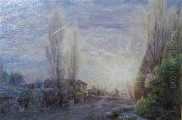 Sunset Near Santiago Oil Painting by Alfredo Helsby