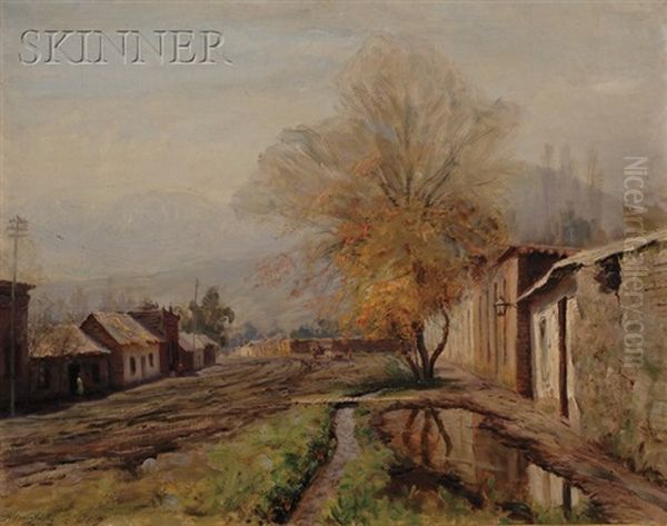 A Muddy Road Near Santiago Oil Painting by Alfredo Helsby