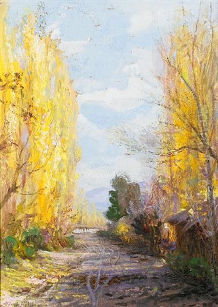 Autumn Lane, Penaflor, Chile Oil Painting by Alfredo Helsby