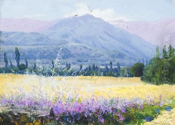 Hills, Field And Lucerne, Chile Oil Painting by Alfredo Helsby