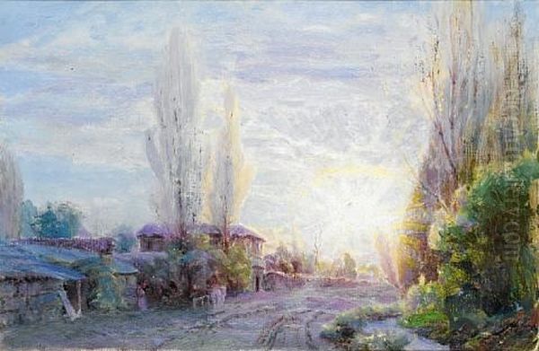 Sunset Near Santiago, Chile Oil Painting by Alfredo Helsby