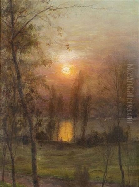 Sunset On Riverside Drive Oil Painting by Alfredo Helsby