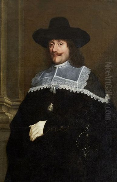 Portratt Av Herreman Oil Painting by Bartholomeus Van Der Helst