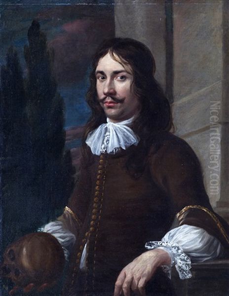 Portrait D'homme Au Crane Oil Painting by Bartholomeus Van Der Helst