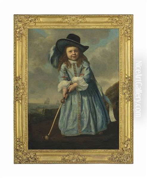 Portrait Of A Boy Playing Golf By The Shore Oil Painting by Bartholomeus Van Der Helst