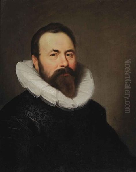 Portrait Of A Gentleman In An Embroidered Black Costume With A White Collar Oil Painting by Bartholomeus Van Der Helst