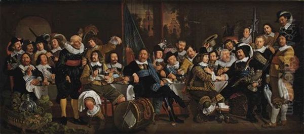 The Celebration Of The Peace Of Munster, 18 June 1648, In The Headquarters Of The Crossbowmen's Civic Guard (st. George Guard), Amsterdam Oil Painting by Bartholomeus Van Der Helst