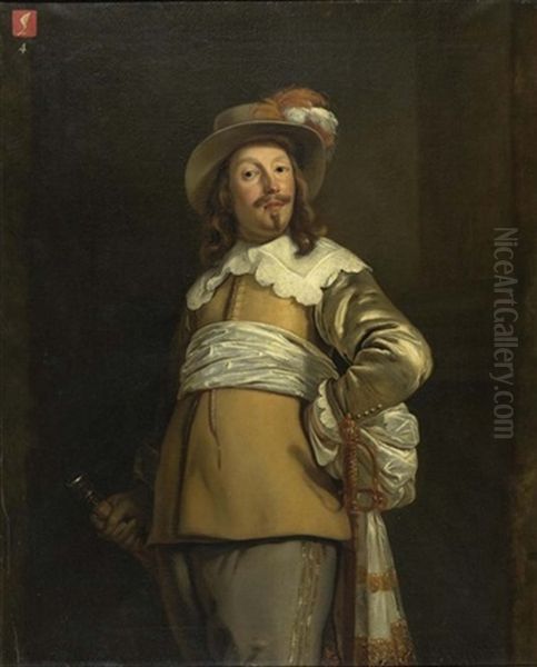 Portrait Von Joachim Rendorp Als Fahnentrager Der Schutzengesellschaft Oil Painting by Bartholomeus Van Der Helst