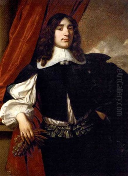 Portrait Of A Gentleman, Three-quarter-length, His Gloves In His Right Hand by Bartholomeus Van Der Helst