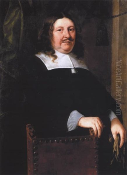 Portrait D'homme La Main Posee Sur Le Montant D'une Chaise by Bartholomeus Van Der Helst