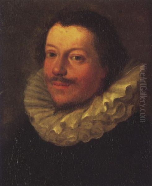 Portrait Of A Gentleman, In A Black Coat And Ruff Oil Painting by Bartholomeus Van Der Helst