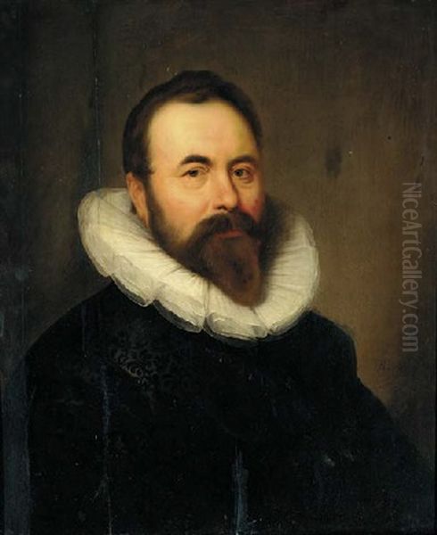 Portrait Of A Gentleman, In A Black Embroidered Jacket And A Ruff Oil Painting by Bartholomeus Van Der Helst