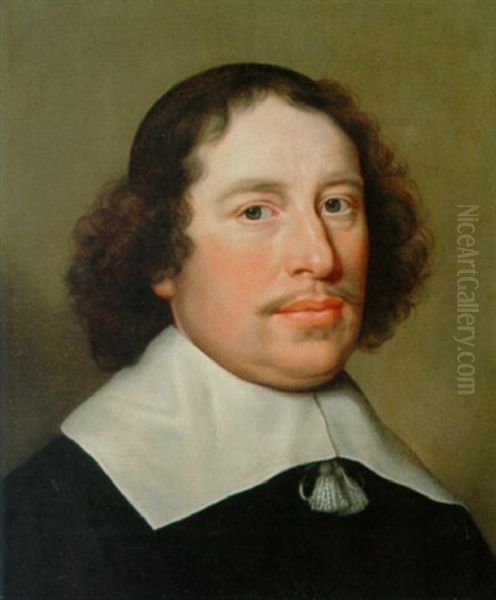 Portraet Af En Herre I Sort Dragt Med Stor Hvid Krave Oil Painting by Bartholomeus Van Der Helst