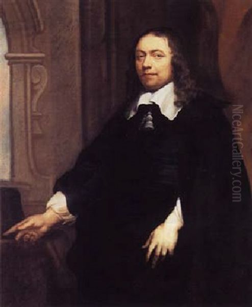 Portrait Of A Clergyman In An Architectural Setting Oil Painting by Bartholomeus Van Der Helst