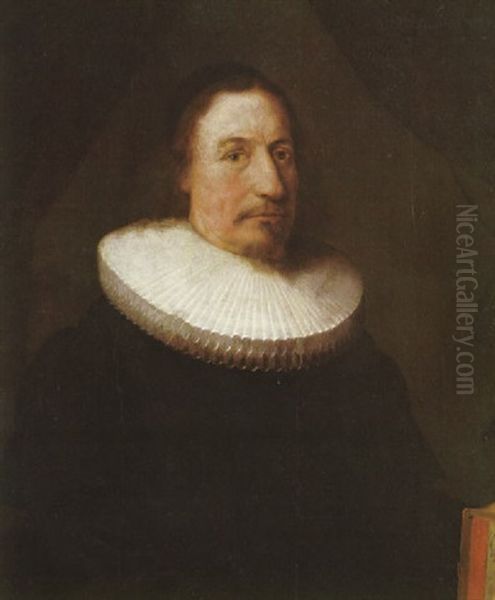 A Portrait Of A Gentleman With A Ruff Collar And A Book Oil Painting by Bartholomeus Van Der Helst