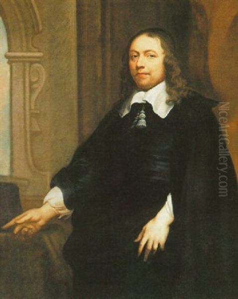 A Portrait Of A Cleric, In An Architectural Setting Oil Painting by Bartholomeus Van Der Helst