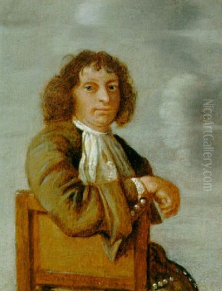 Portrait Of A Gentleman Wearing Grey Costume, Seated Oil Painting by Lodewyck Van Der Helst