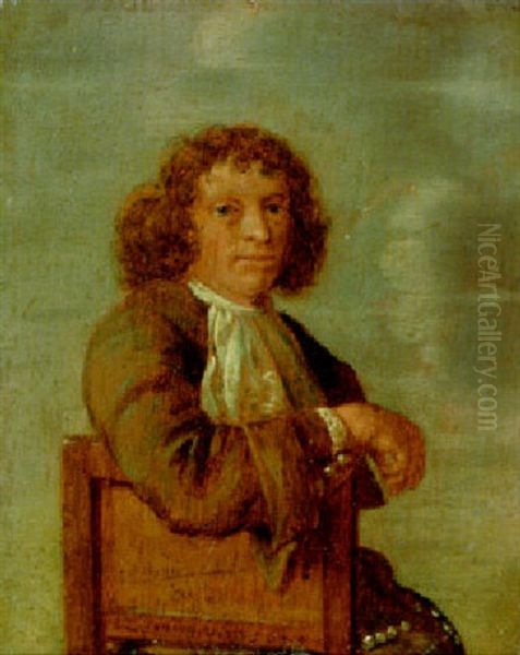 Portrait Of A Gentleman, Seated Half-length, In A Brown Costume And Cravat Oil Painting by Lodewyck Van Der Helst