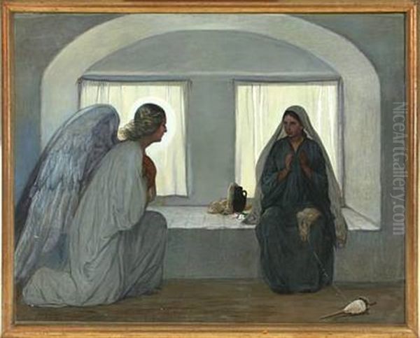 The Annunciation Of The Virgin Mary Oil Painting by Axel Theofilus Helsted