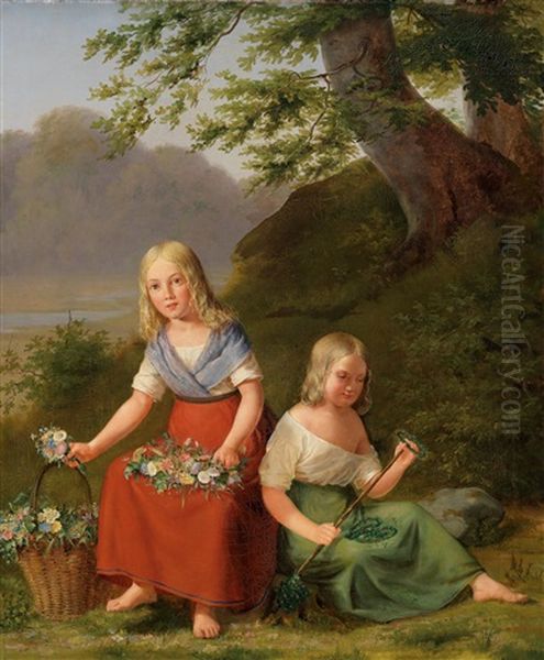 Blumenkinder Oil Painting by Frederik Ferdinand Helsted