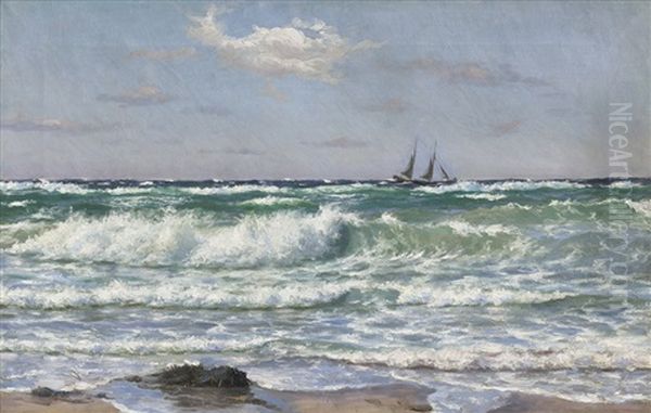 Segelschiff Auf Sturmischer See Oil Painting by Viggo Lauritz Helsted