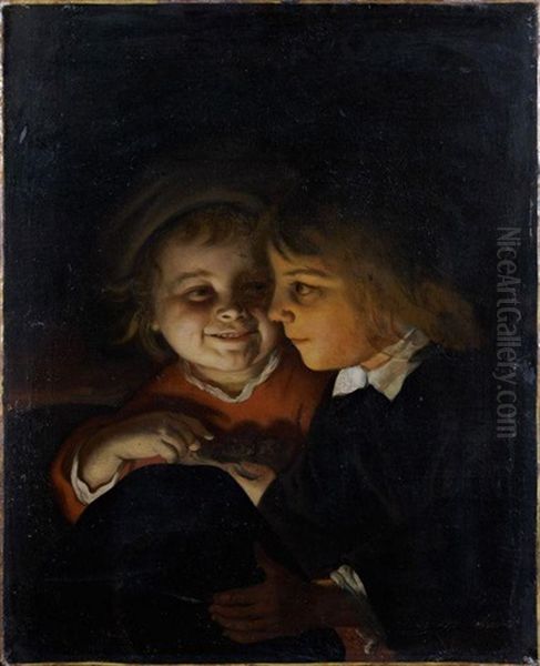 Enfants A La Bougie Oil Painting by Nicolaes de (Stocade) Helt