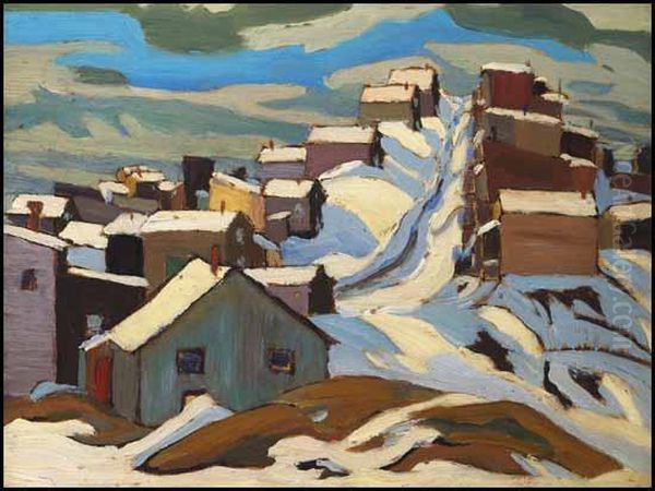 Village In Snow Oil Painting by Frederick Grant Banting