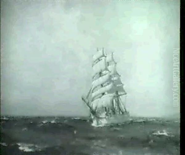 A Clipper At Sea Oil Painting by Augustus Morton Hely-Smith