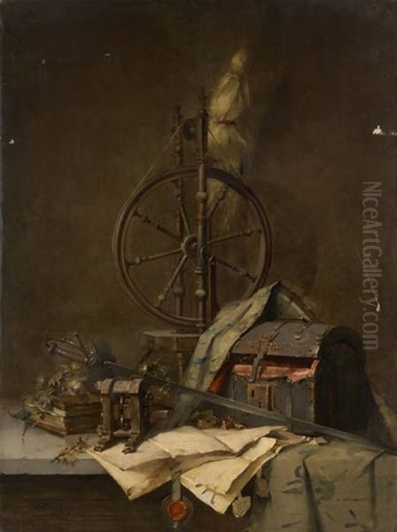 Nature Morte Au Rouet Oil Painting by Louise De Hem