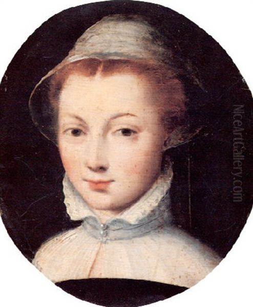 Portrait Of A Young Lady, Small Bust Length Oil Painting by Catharina van (Sanders) Hemessen