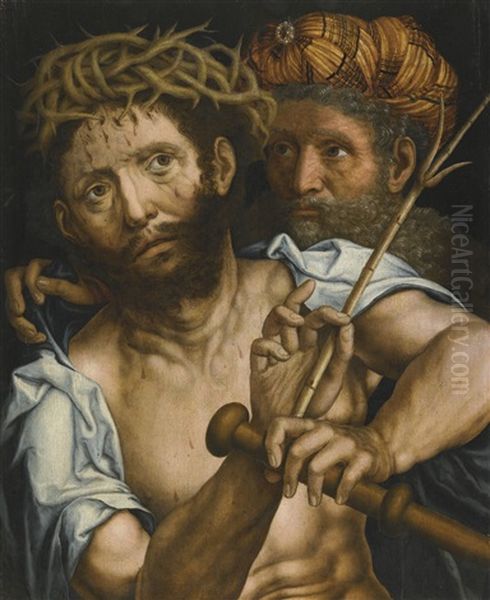 Christ Mocked Oil Painting by Jan Sanders (Jan van) Hemessen