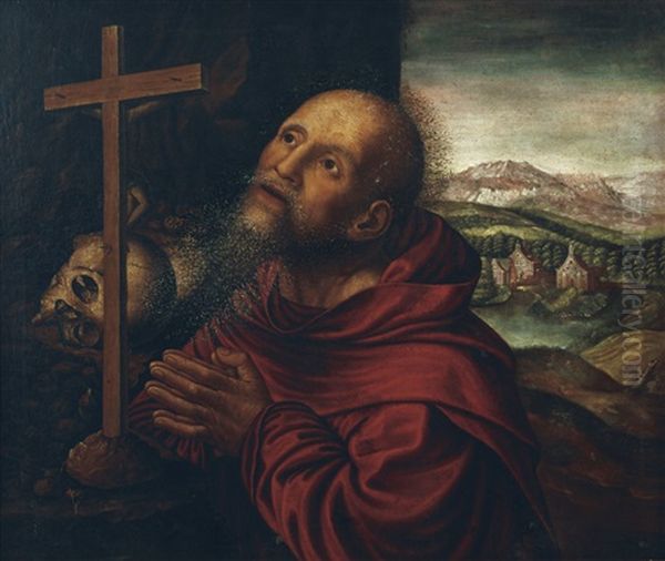 San Girolamo Oil Painting by Jan Sanders (Jan van) Hemessen