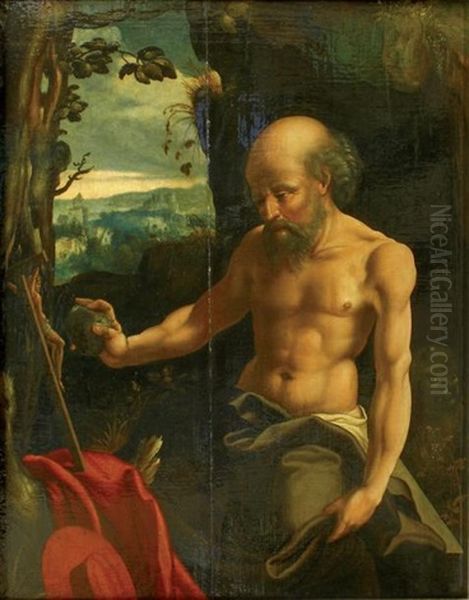 Saint Jerome Oil Painting by Jan Sanders (Jan van) Hemessen