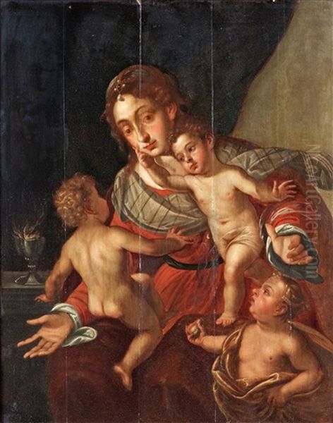 Caritas, Allegori Over Karleken Oil Painting by Jan Sanders (Jan van) Hemessen