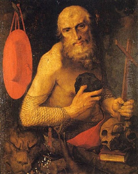 Saint Jerome Oil Painting by Jan Sanders (Jan van) Hemessen